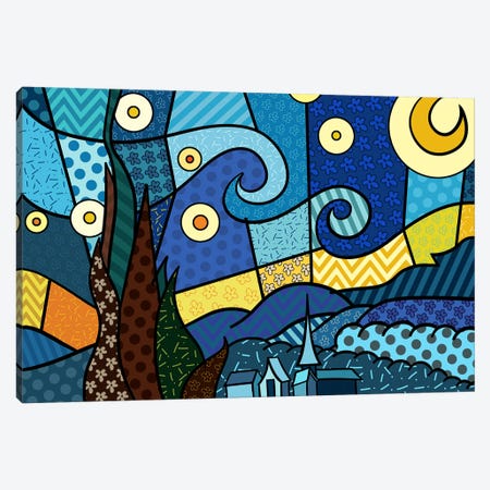 Starry Night 2 (After Vincent Van Gogh) Canvas Print #ICA451} by 5by5collective Art Print
