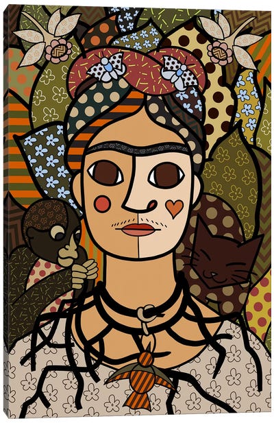 Self Portrait (After Frida Kahlo) Canvas Art Print - Tyrone