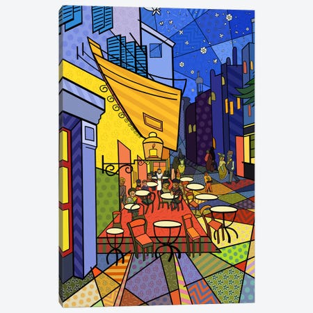 Cafe Terrace on the Place Du Forum 3 (After Vincent Van Gogh) Canvas Print #ICA455} by 5by5collective Canvas Wall Art