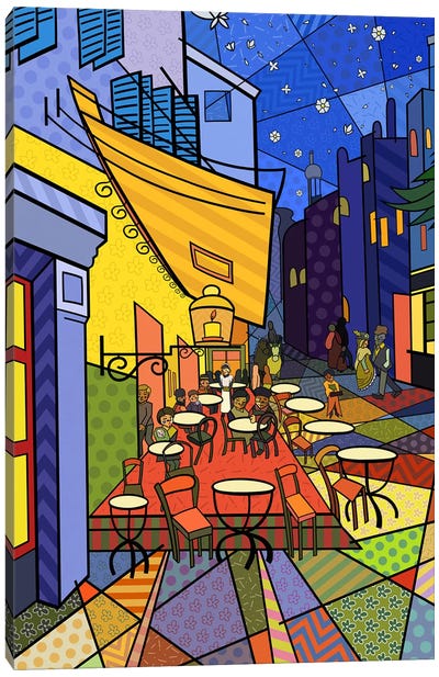 Cafe Terrace on the Place Du Forum 3 (After Vincent Van Gogh) Canvas Art Print - Pop Masters Collection