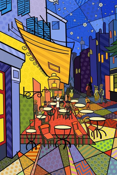 Artists Like Van Gogh: Cafe Terrace on the Place Du Forum 3 (After Vincent Van Gogh) by 5by5collective