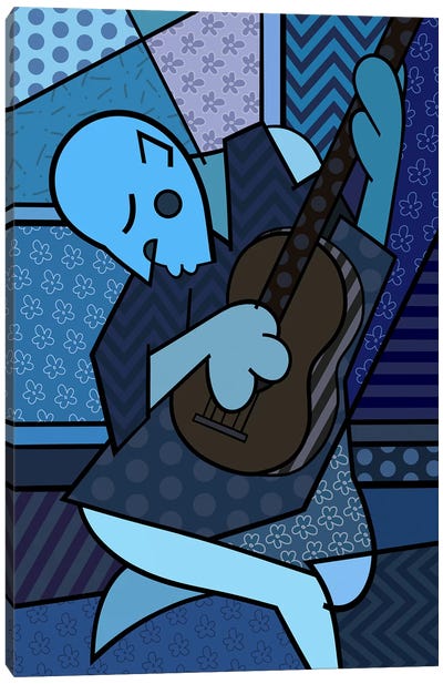 The Old Guitarist 2 (After Pablo Picasso) Canvas Art Print - Musician Art