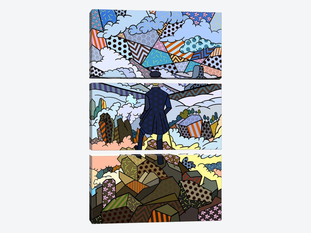 Wanderer Above the Sea and Fog 3 (After Caspar David Friedrich) by 5by5collective 3-piece Canvas Art Print