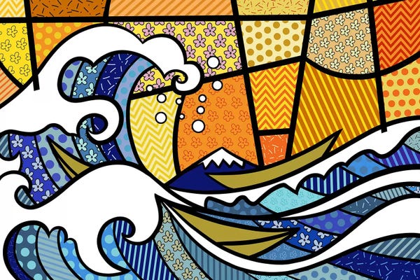 Pop Art: The Great Wave off Kanagawa 2 (After Hokusai) by 5by5collective