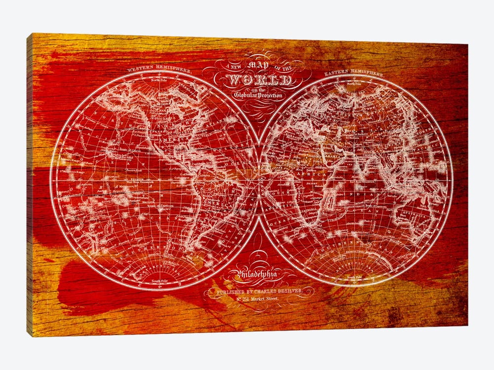 Woodgrain Hemispheres by 5by5collective 1-piece Canvas Print