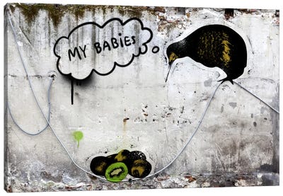 Baby Kiwi Canvas Art Print - Stencil Animals