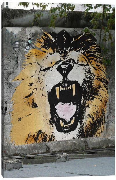 Hear My Lion Roar Canvas Art Print - Stencil Animals