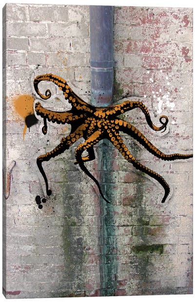 Octopus on the Loose Canvas Art Print - Stencil Animals