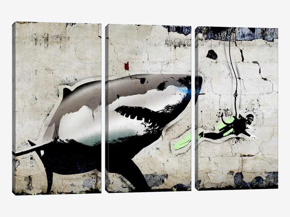 Shark Bait by 5by5collective 3-piece Canvas Wall Art