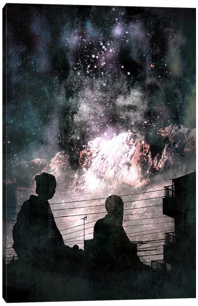 Distant World Canvas Art Print - Fireworks