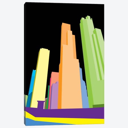 Neon Blocks Chicago Canvas Print #ICA53} by 5by5collective Canvas Artwork