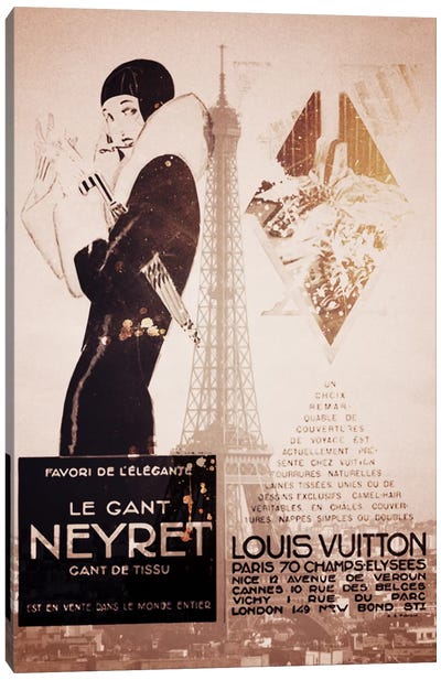 Vintage French Fashion Wall Art Print LOUIS VUITTON Black & 