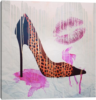 Leopard Print Kisses Canvas Art Print - Fashion Art Collection