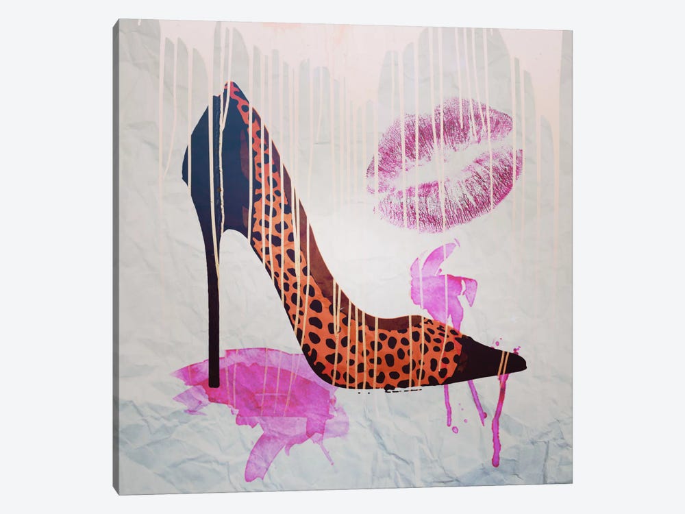 Leopard Print Kisses by 5by5collective 1-piece Canvas Wall Art