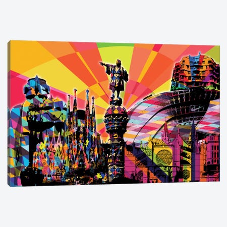 Barcelona Psychedelic Pop Canvas Print #ICA645} by 5by5collective Canvas Art Print