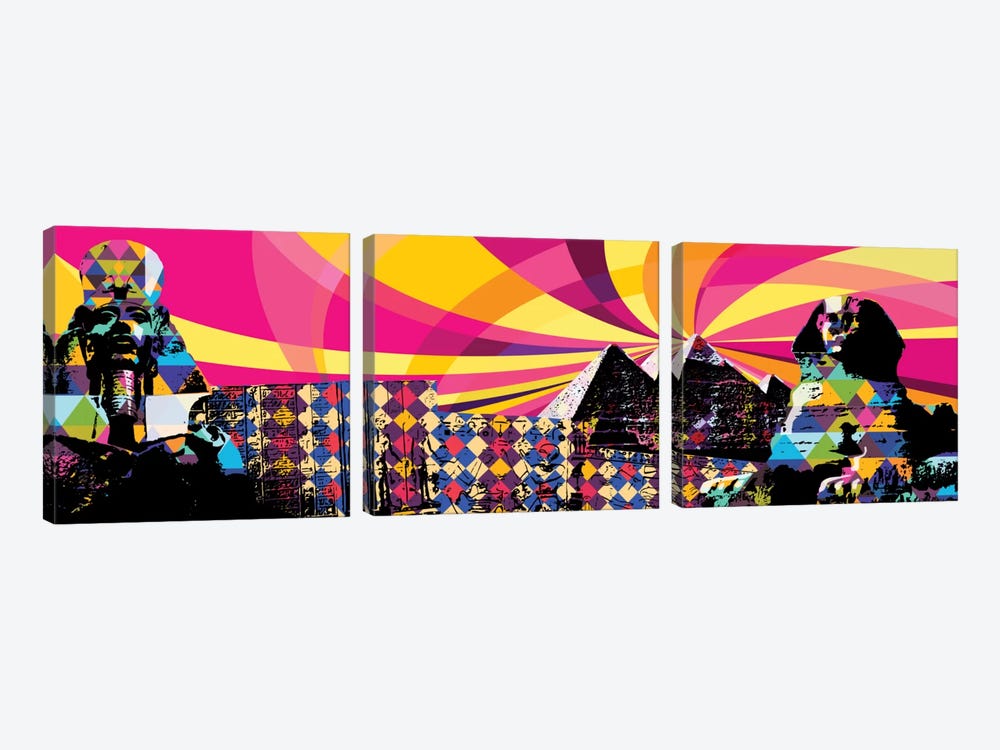 Cairo Psychedelic Pop by 5by5collective 3-piece Canvas Wall Art