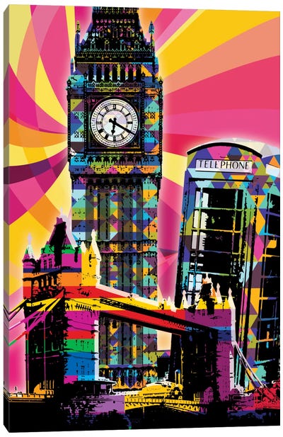 London Psychedelic Pop Canvas Art Print - Big Ben