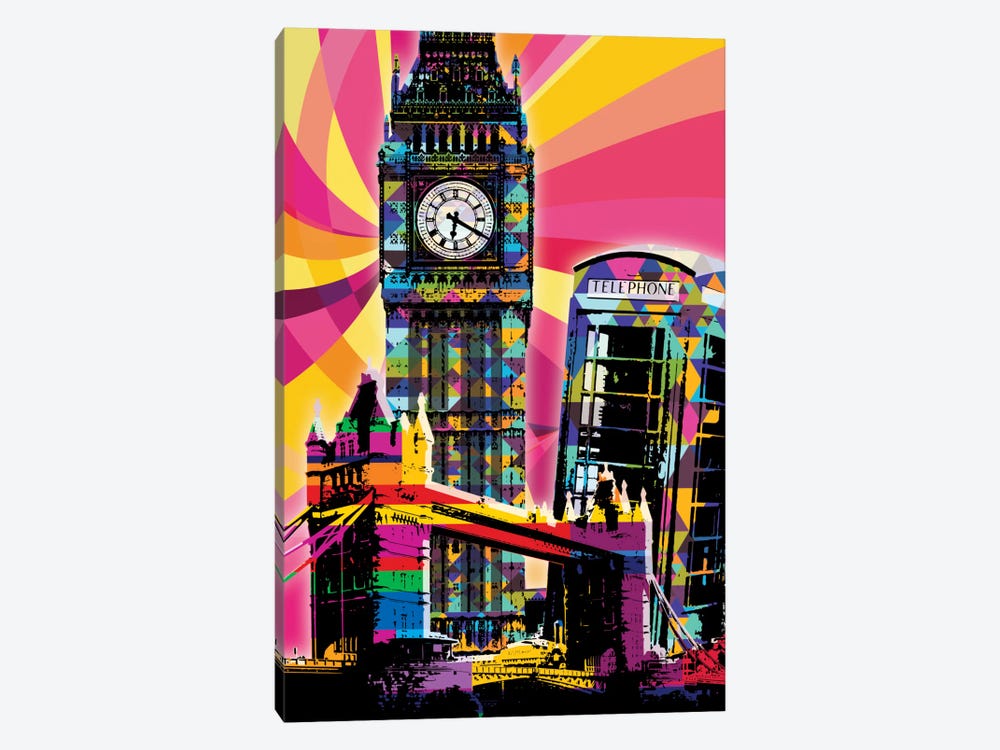 London Psychedelic Pop by 5by5collective 1-piece Canvas Artwork