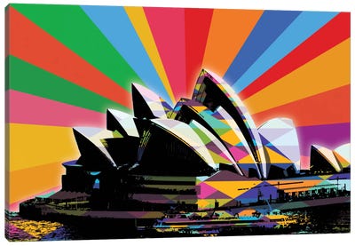 Sydney Psychedelic Pop Canvas Art Print - Sydney Opera House