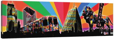 Chicago Psychedelic Pop Canvas Art Print - Psychedelic Monuments