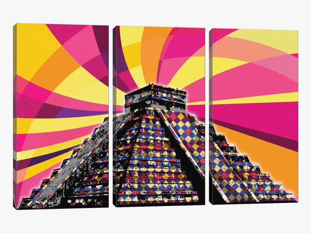 Chichen Itza Psychedelic Pop by 5by5collective 3-piece Art Print