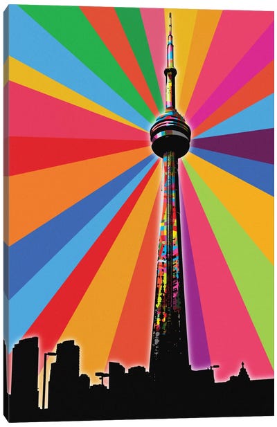 CN Tower Psychedelic Pop Canvas Art Print - Psychedelic Monuments