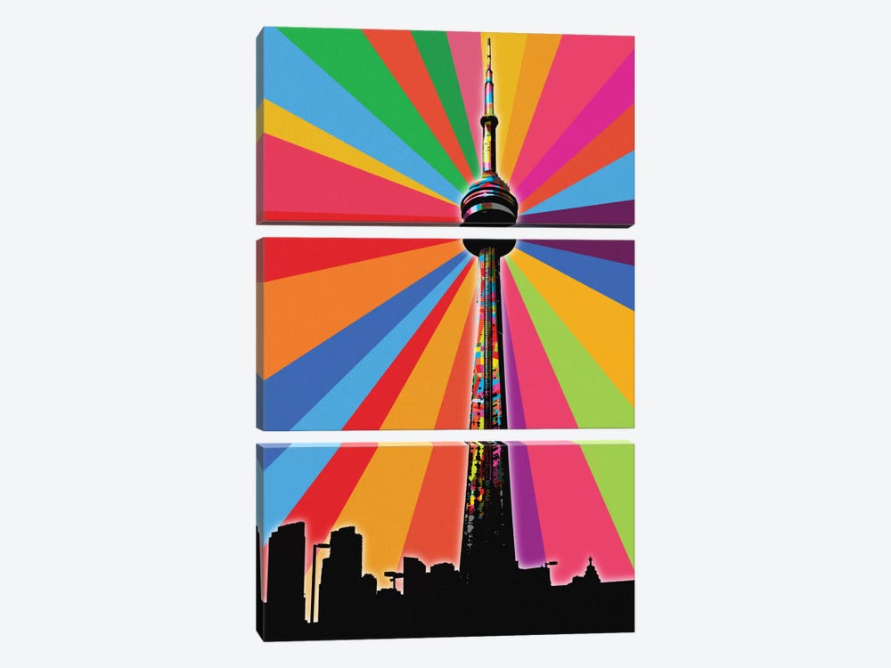 CN Tower Psychedelic Pop by 5by5collective 3-piece Canvas Art