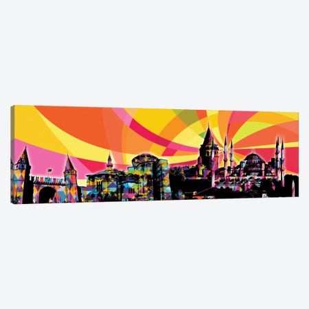 Istanbul Psychedelic Pop Panoramic Canvas Print #ICA657} by 5by5collective Canvas Art