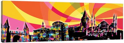 Istanbul Psychedelic Pop Panoramic Canvas Art Print - Psychedelic Monuments