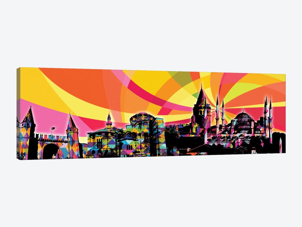 Istanbul Psychedelic Pop Panoramic by 5by5collective 1-piece Canvas Wall Art