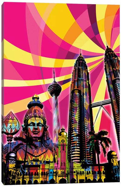 Kuala Lumpur Psychedelic Pop Canvas Art Print - Kuala Lumpur Art