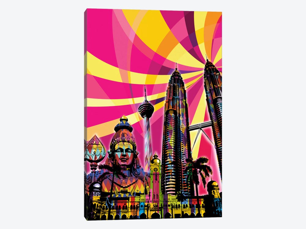 Kuala Lumpur Psychedelic Pop by 5by5collective 1-piece Canvas Print
