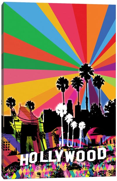 Los Angeles Psychedelic Pop 2 Canvas Art Print - Los Angeles Art