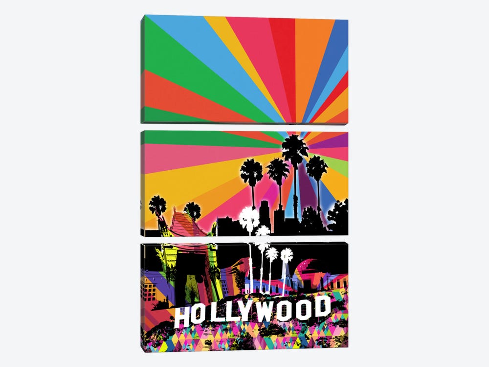 Los Angeles Psychedelic Pop 2 by 5by5collective 3-piece Canvas Art