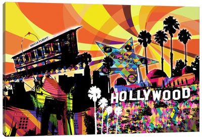 Los Angeles Psychedelic Pop 3 Canvas Art Print - Hollywood