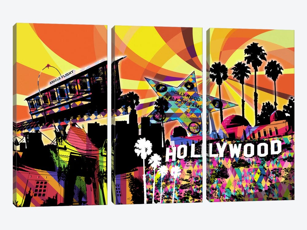 Los Angeles Psychedelic Pop 3 by 5by5collective 3-piece Canvas Print