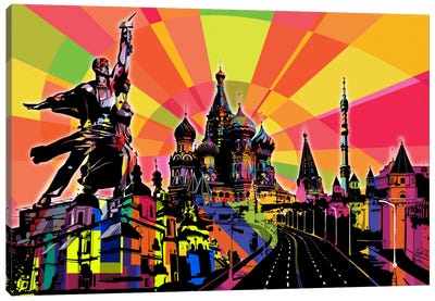 Moscow Psychedelic Pop Canvas Art Print - Moscow Art