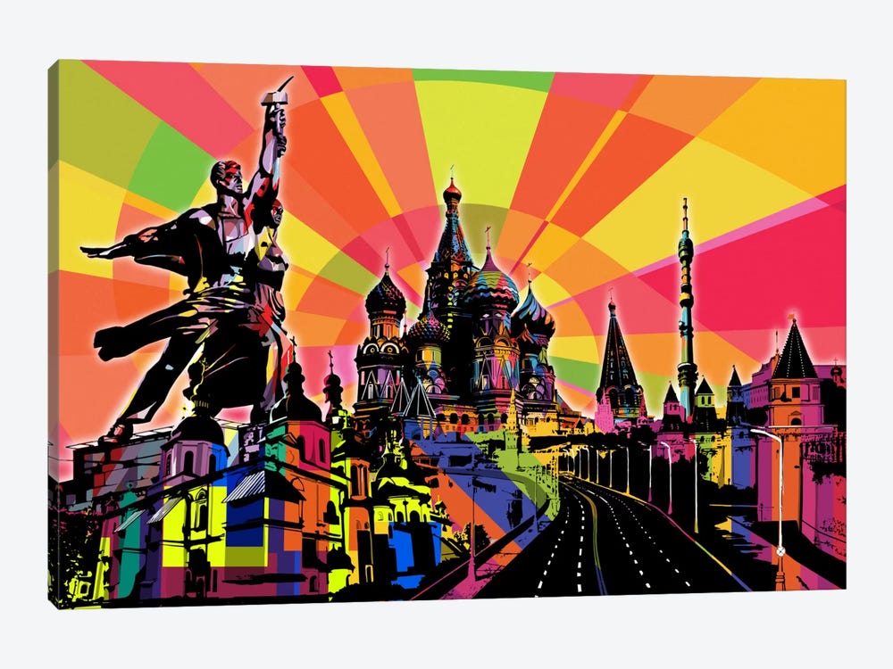 Moscow Psychedelic Pop by 5by5collective 1-piece Canvas Wall Art