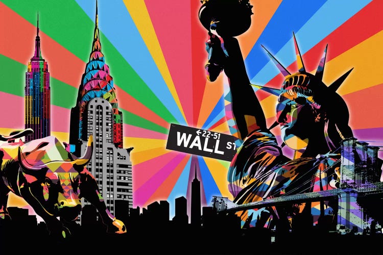 New York City Psychedelic Pop by 5by5collective wall art
