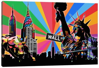 New York City Psychedelic Pop Canvas Art Print - Psychedelic Coral