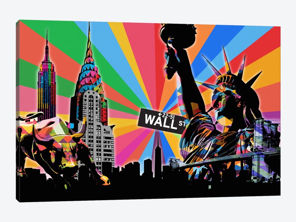 New York City Psychedelic Pop by 5by5collective 1-piece Canvas Artwork