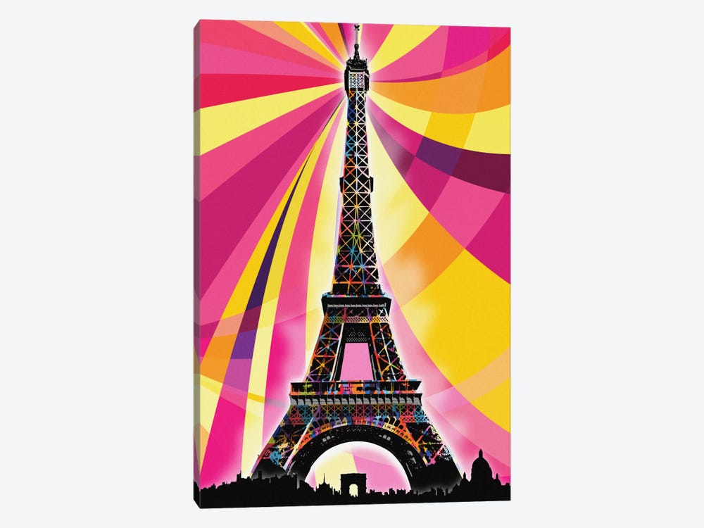 Paris Psychedelic Pop by 5by5collective 1-piece Canvas Art Print