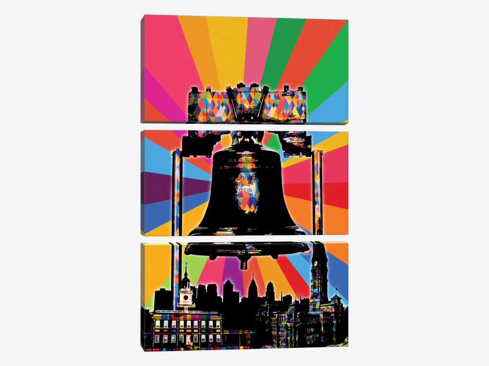 Philadelphia Psychedelic Pop by 5by5collective 3-piece Canvas Wall Art