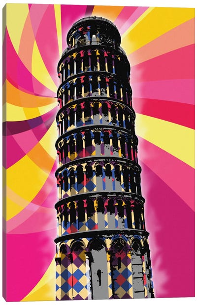 Pisa Psychedelic Pop Canvas Art Print - Leaning Tower of Pisa