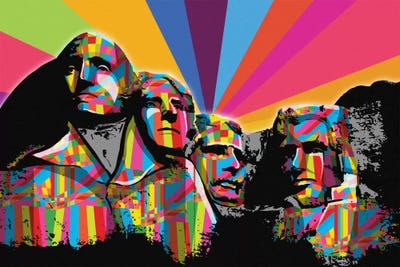 Mount Rushmore Psychedelic Pop by 5by5collective canvas print
