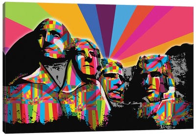 Mount Rushmore Psychedelic Pop Canvas Art Print - Ginger