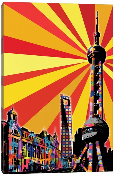 Shanghai Psychedelic Pop Canvas Art Print - Psychedelic Monuments