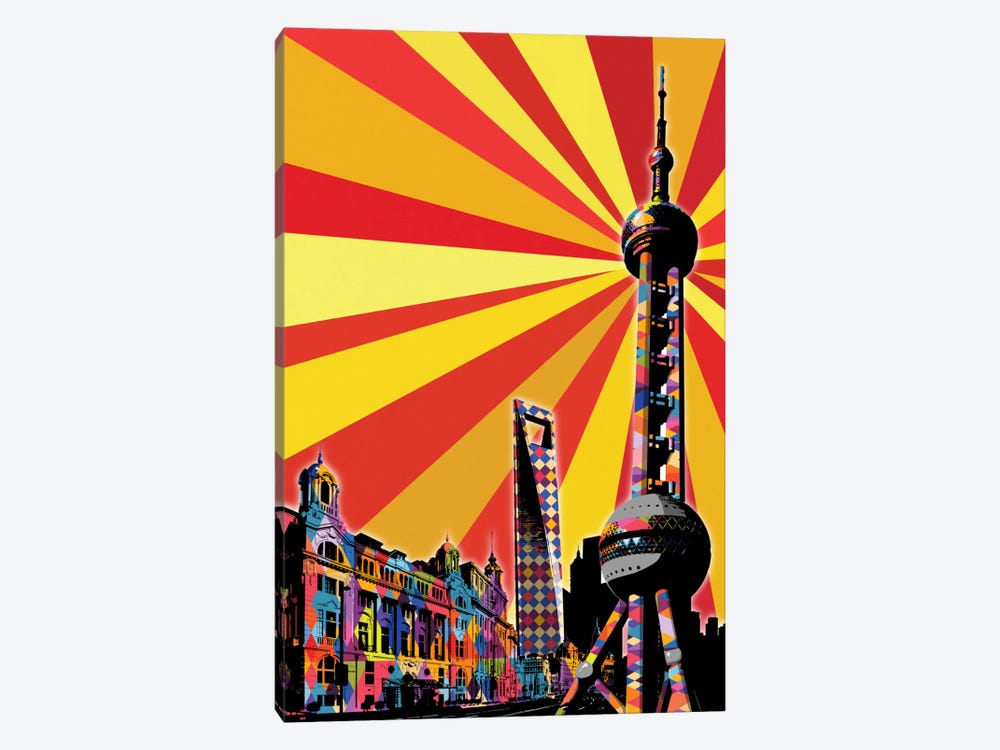 Shanghai Psychedelic Pop by 5by5collective 1-piece Canvas Art