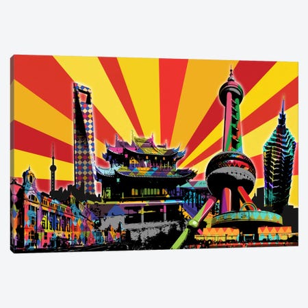 Shanghai Psychedelic Pop 2 Canvas Print #ICA674} by 5by5collective Canvas Art