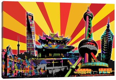 Shanghai Psychedelic Pop 2 Canvas Art Print - Psychedelic Monuments